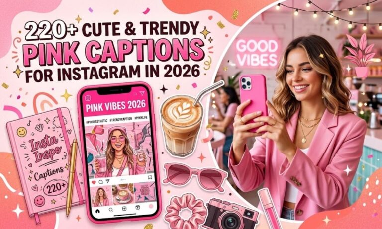220+ Cute and Trendy Pink Captions for Instagram in 2026