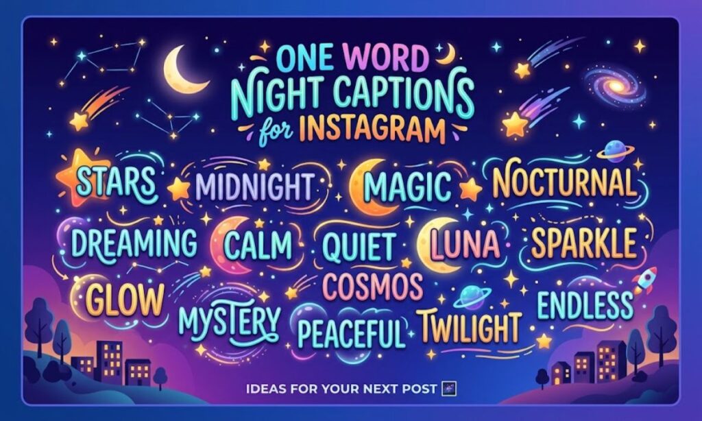 One Word Night Captions for Instagram 🌌